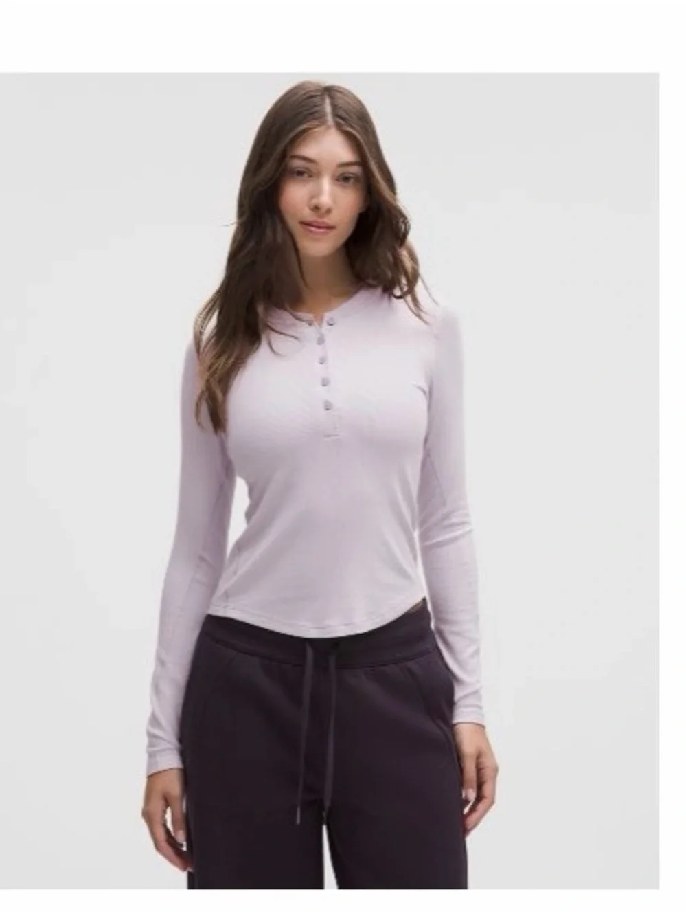 Lululemon Hold Tight Long Sleeve Henley - Faint Lavender - Size 6